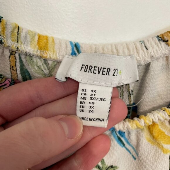 FOREVER 21 Plus Size Beach Motif Romper White Summer Print Off the Shoulder 3X - Picture 6 of 15